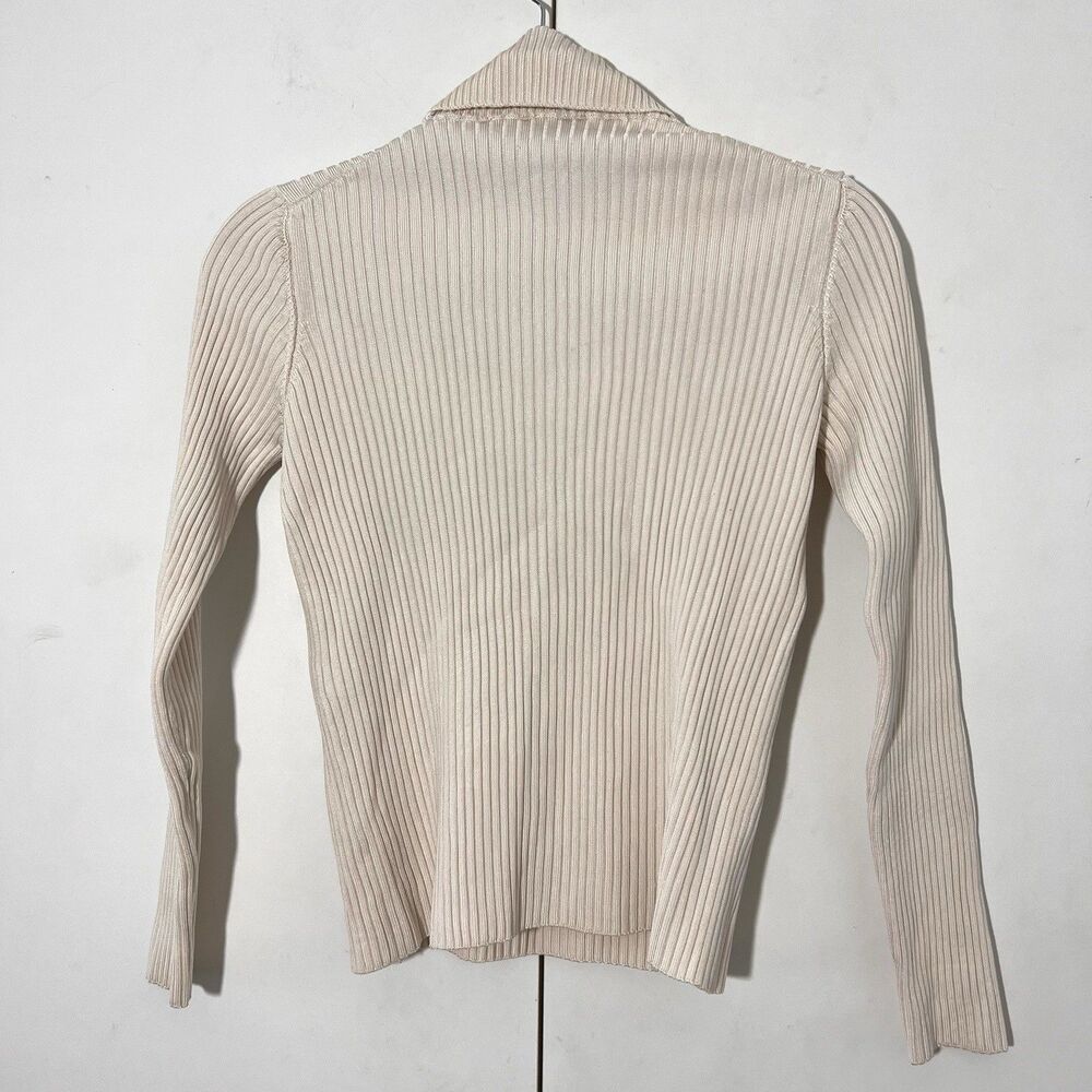 Louis Vuitton Turtleneck Womens XS Beige 100% Silk Ribbed Minimal‎ Quiet Luxury - Picture 2 of 9